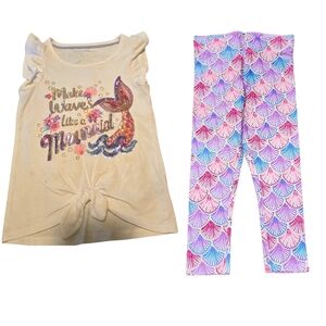 Tommy Bahama Kids Mermaid Pajama Set - Cream and Pink